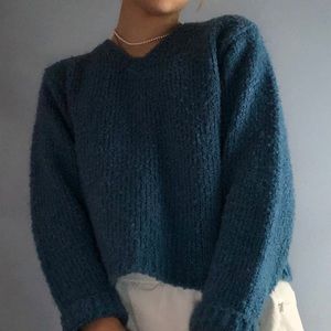 cute fuzzy blue sweater